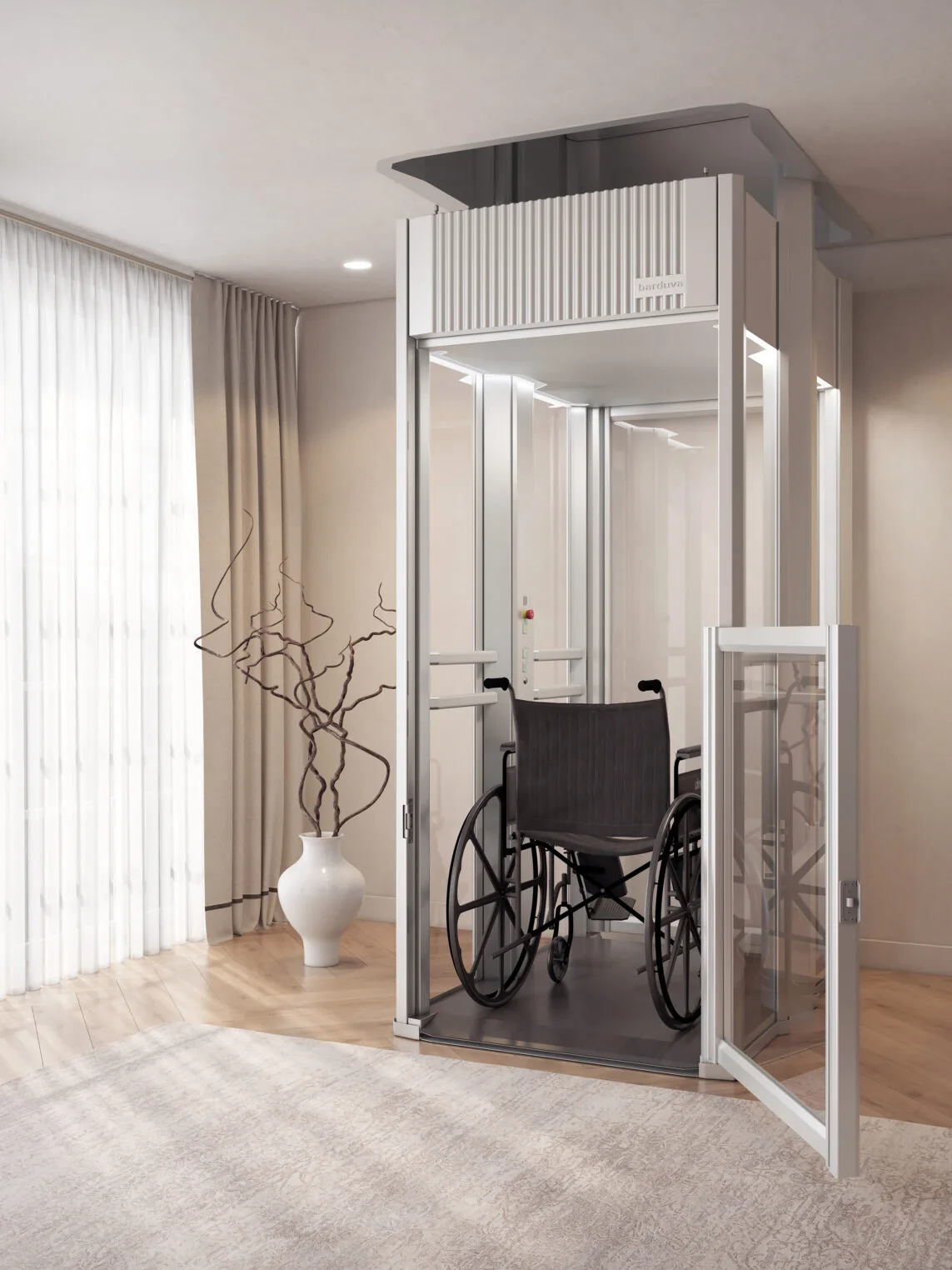 EMB120 huislift met zelfdragende constructie en moderne cabine