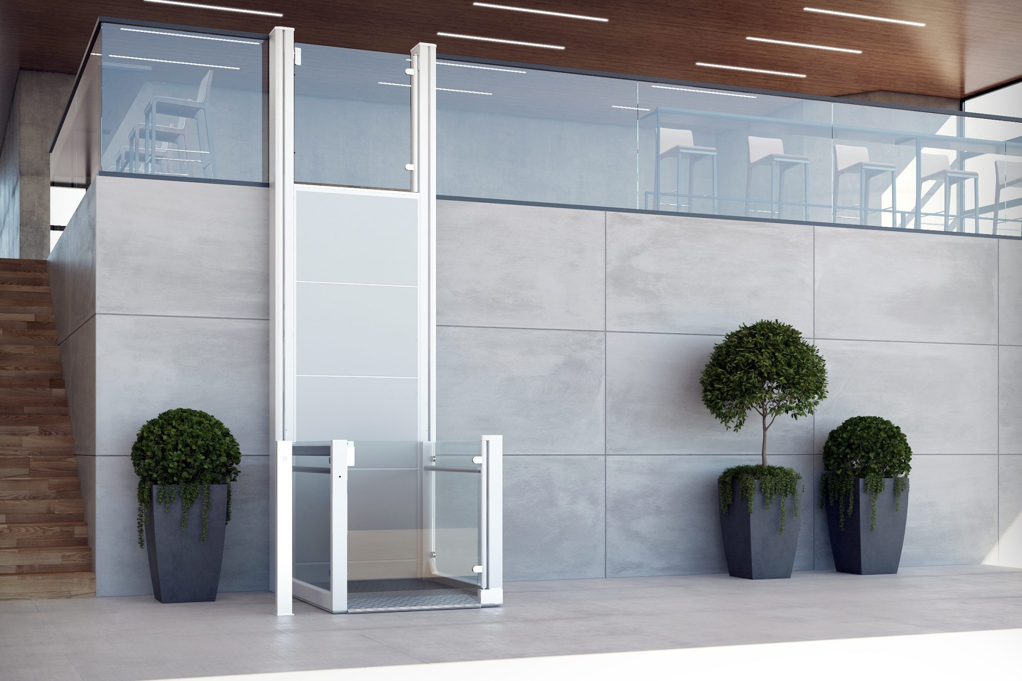 Outdoor traplift in tuinsituatie