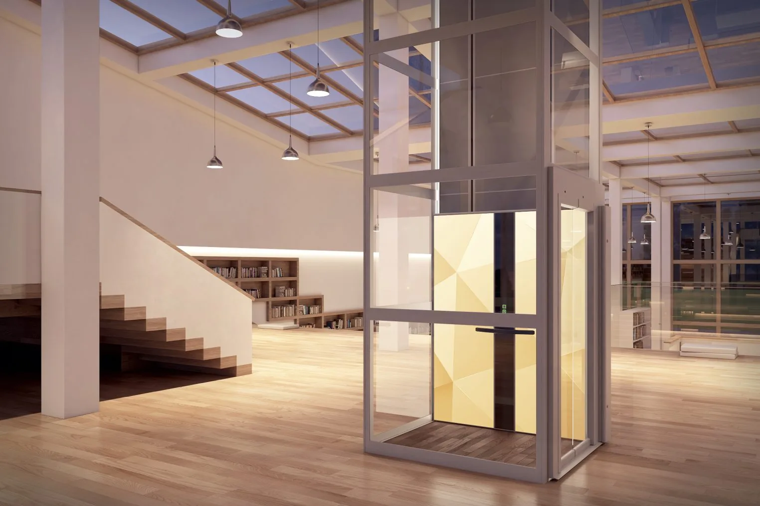 Woonhuislift met gesloten cabine en automatische schuifdeur