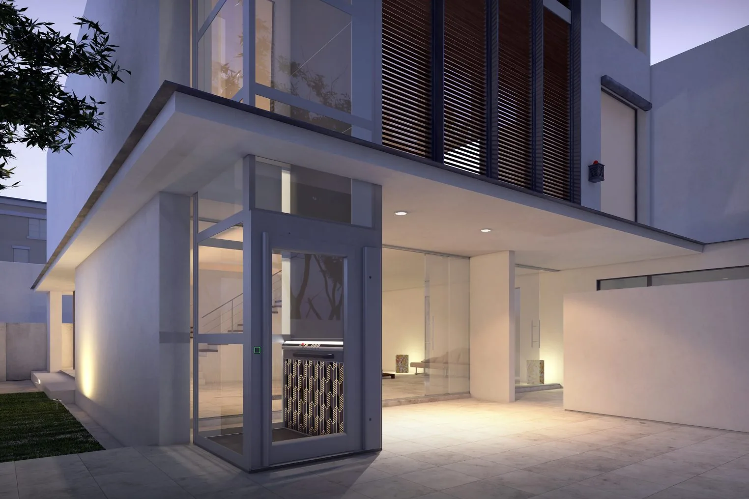 Verticale platformlift SB200 buitenshuis — WMO-alternatief voor traplift