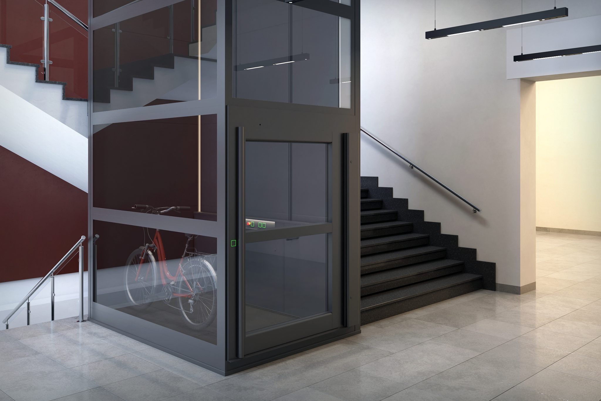 VB 1000 cargo- en personenlift met brede cabine voor brancard en rolstoel